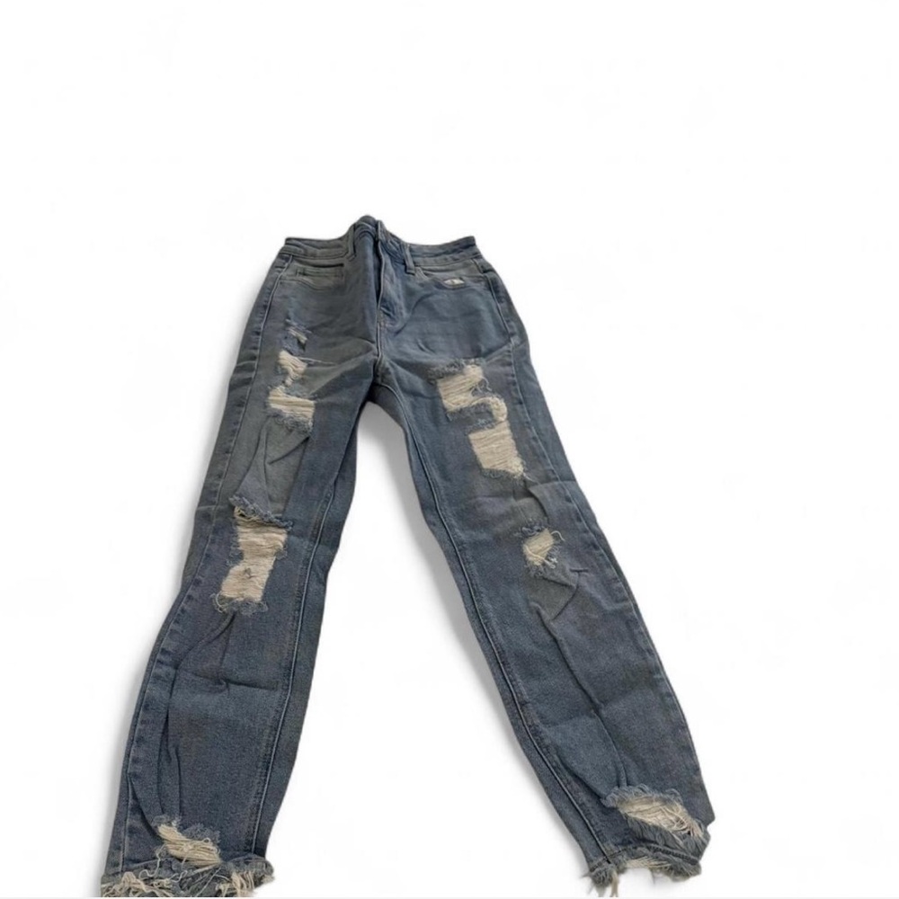 Fashion Nova Blue Distressed Boyfriend Jeans